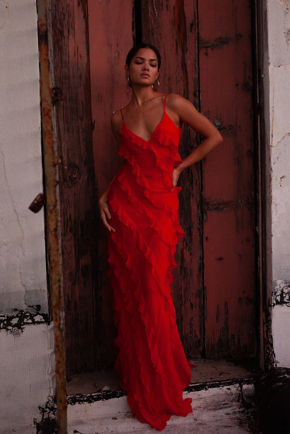 Cecelia Dress - Red maxi dress with ...